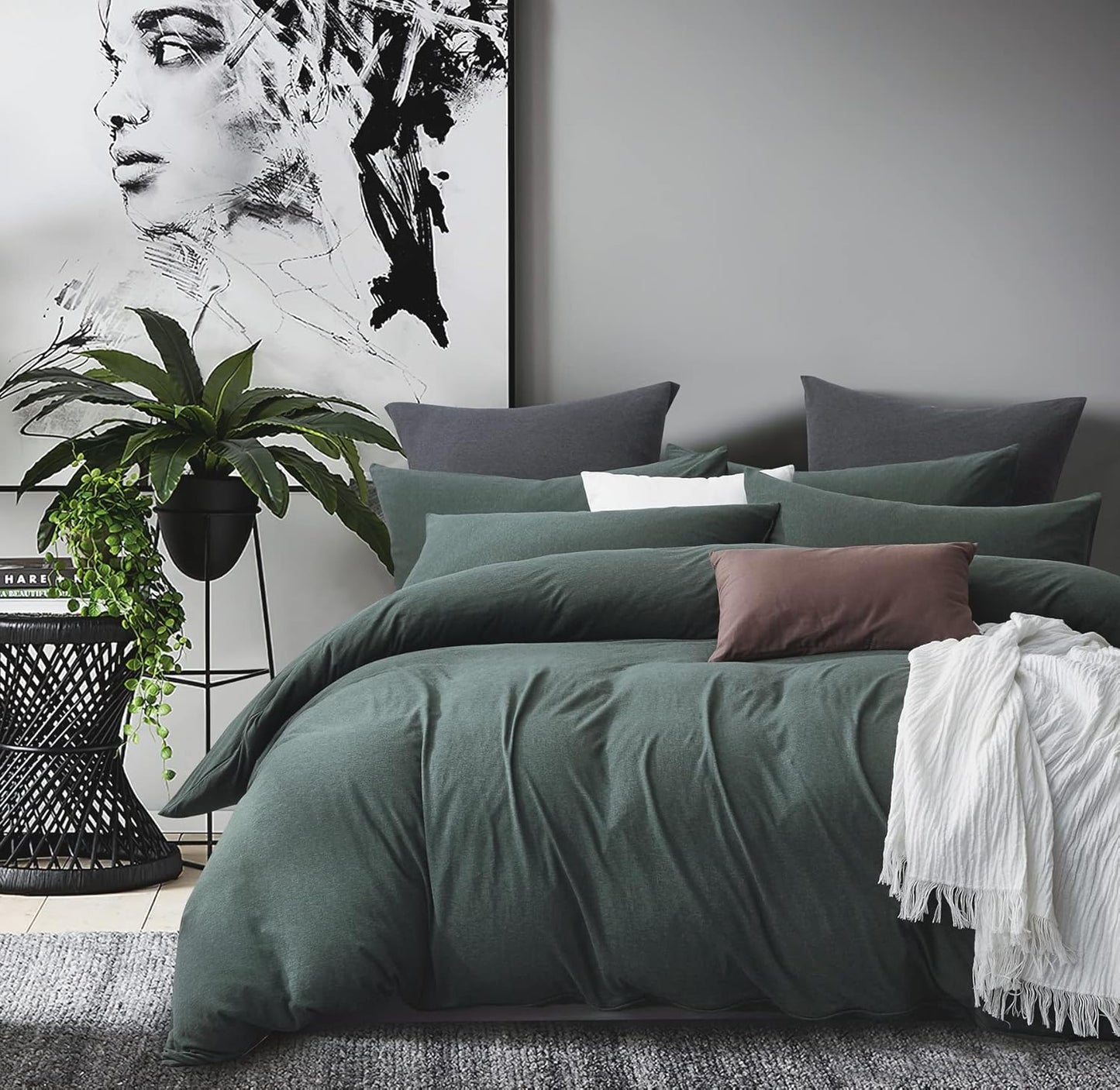 Green Jersey Cotton Quilt Cover Set – 3PC