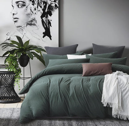 Green Jersey Cotton Quilt Cover Set – 3PC