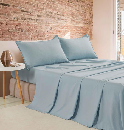 Vintage Washed Microfibre Sheet Set - Blue