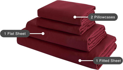 Vintage Washed Microfibre Sheet Set - Burgundy