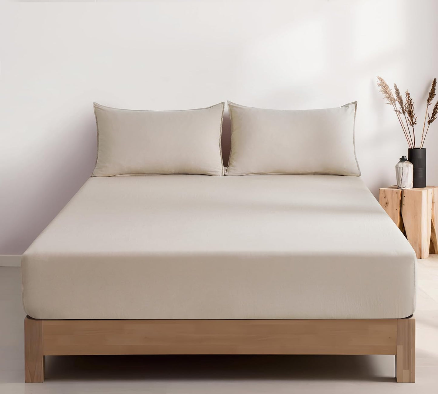 Vintage Washed Microfibre Fitted Sheet Set –  Linen