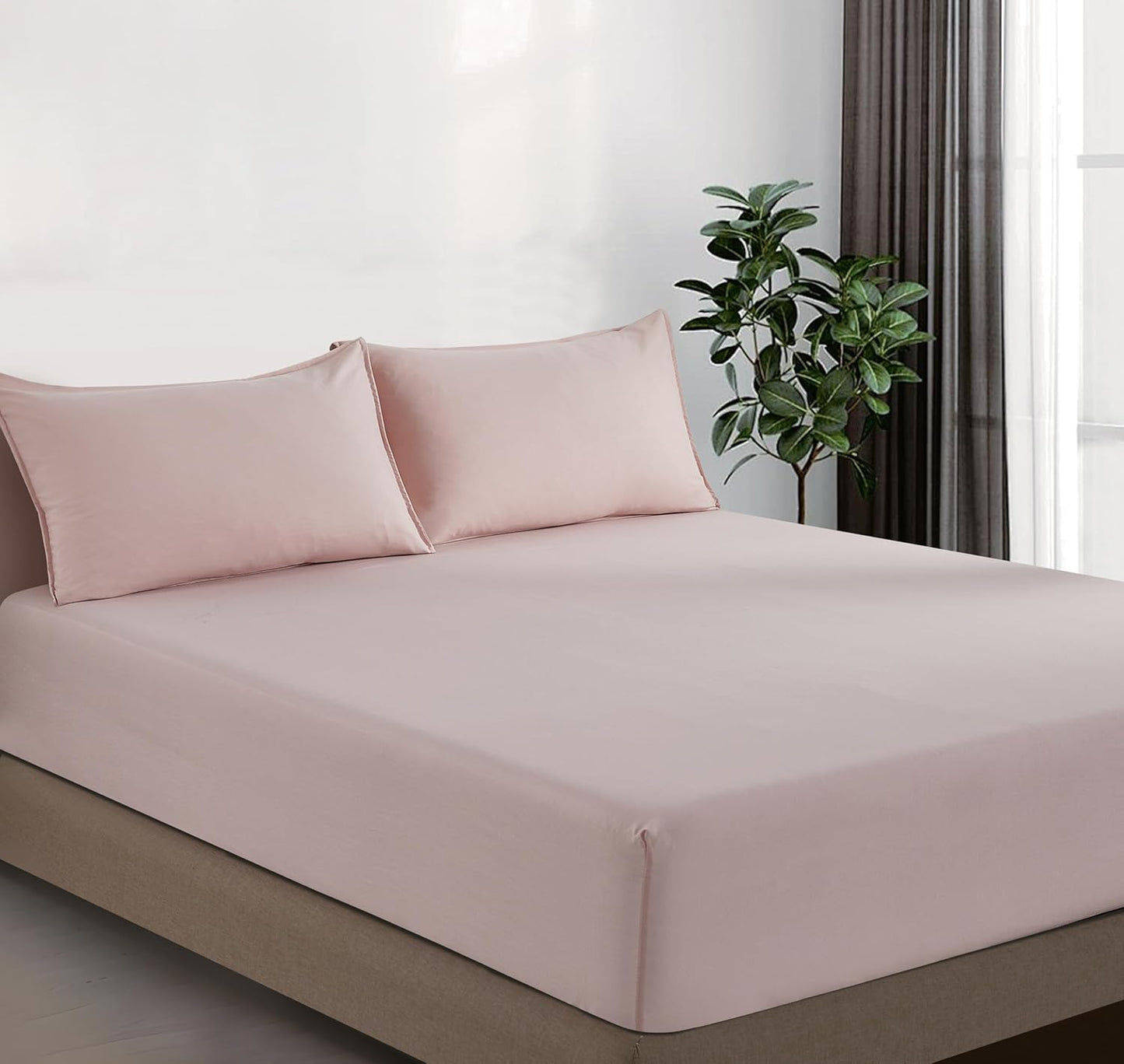 Vintage Washed Microfibre Fitted Sheet Set – Pink