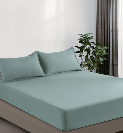 Vintage Washed Microfibre Fitted Sheet Set – Seafoam