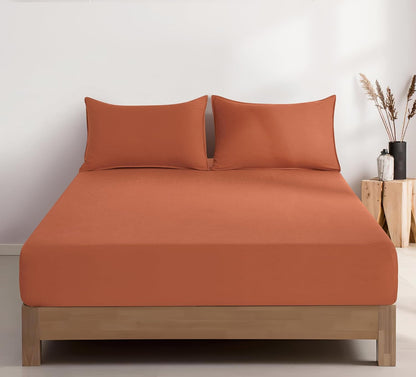 Vintage Washed Microfibre Fitted Sheet Set – Terracotta