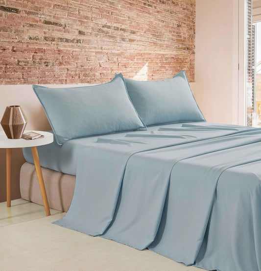 Vintage Washed Microfibre Sheet Set - Blue