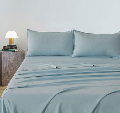 Vintage Washed Microfibre Sheet Set - Blue