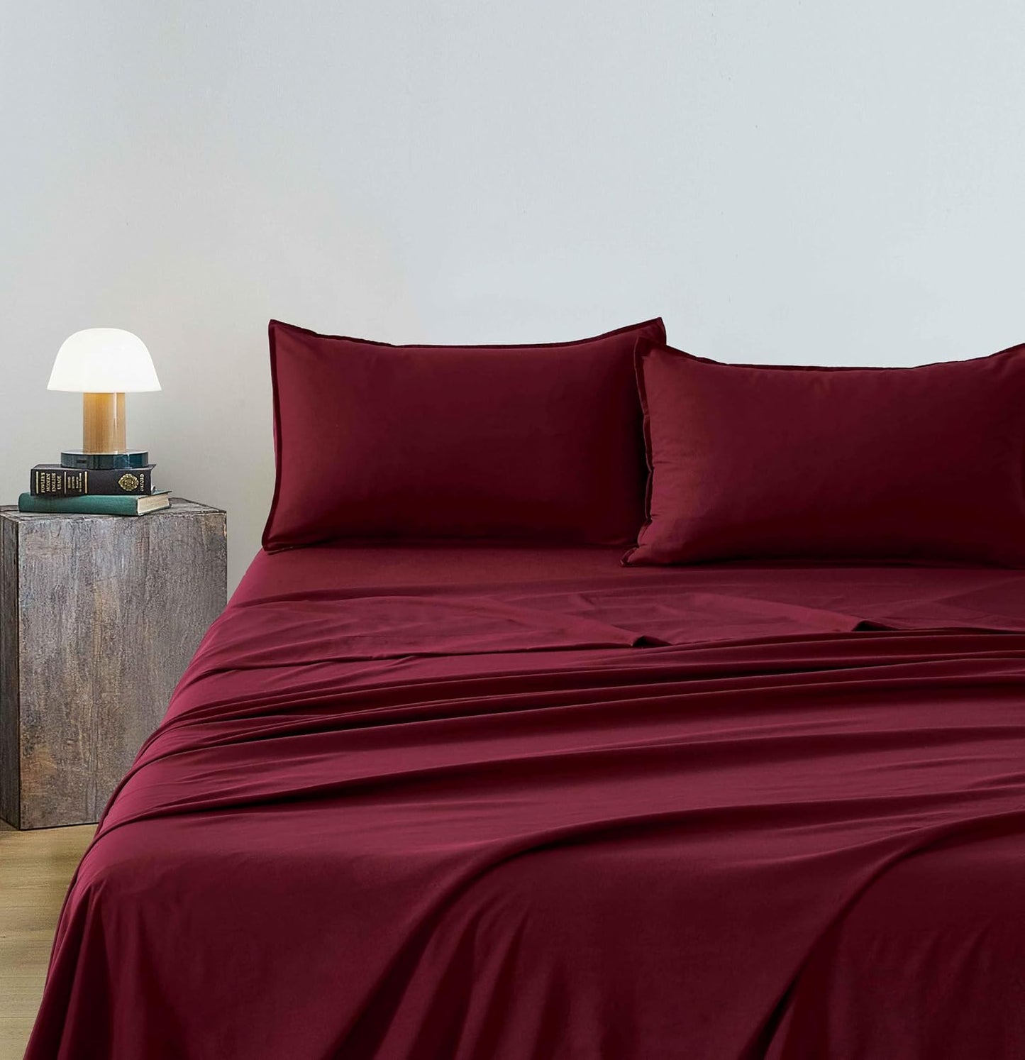 Vintage Washed Microfibre Sheet Set - Burgundy