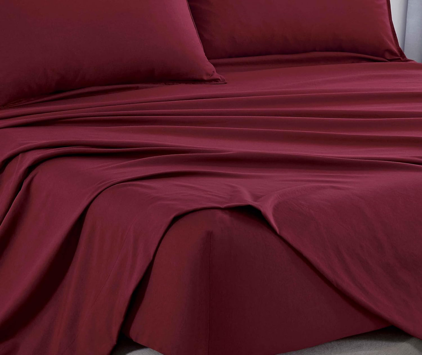 Vintage Washed Microfibre Sheet Set - Burgundy