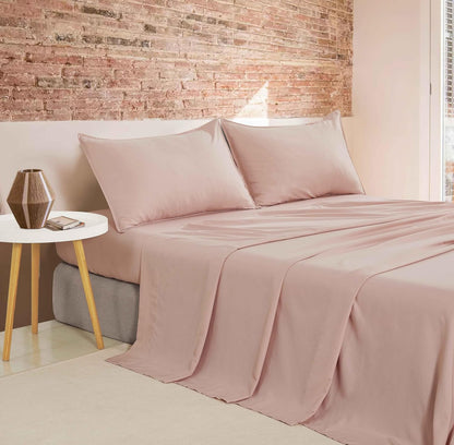 Vintage Washed Microfibre Sheet Set - Pink