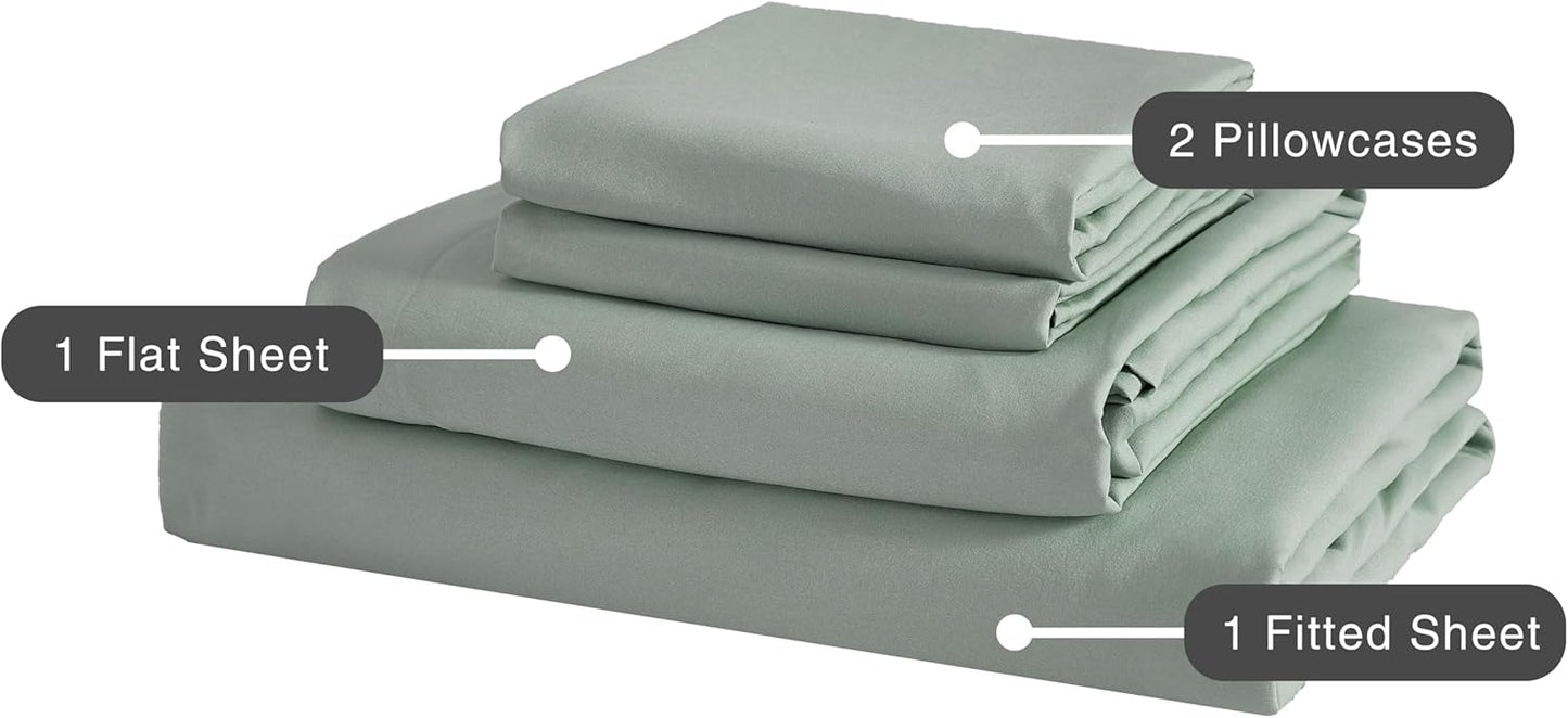 Vintage Washed Microfibre Sheet Set - Sage