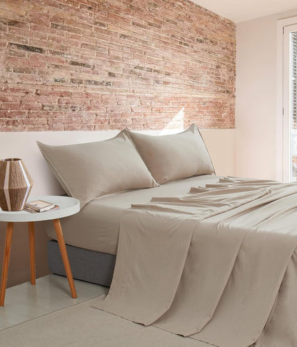 Vintage Washed Microfibre Sheet Set with 1 Pillowcase - Linen