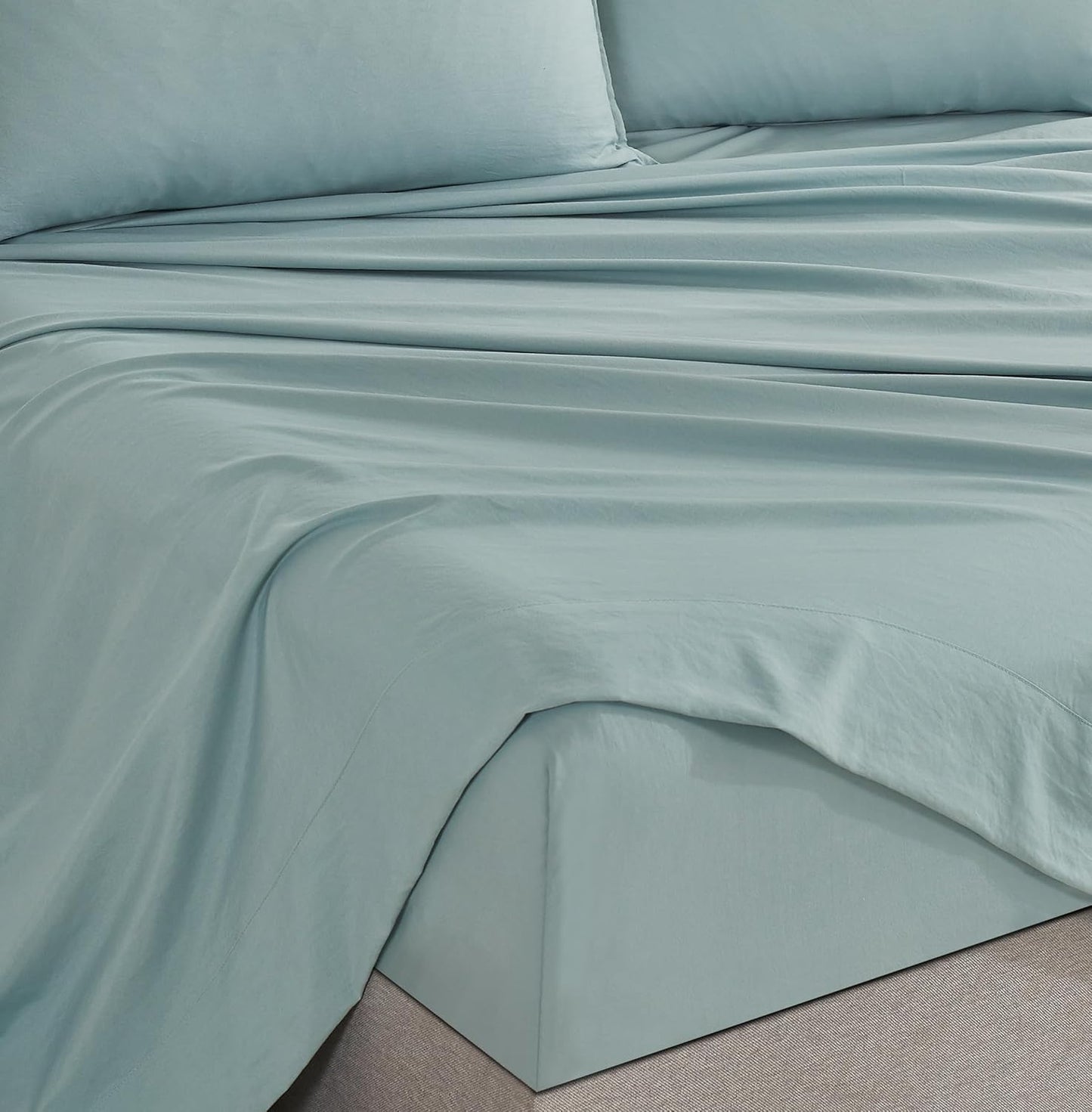Vintage Washed Microfibre Sheet Set with 1 Pillowcase - Seafoam