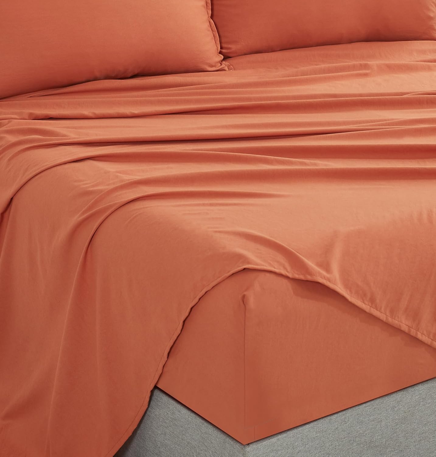 Vintage Washed Microfibre Sheet Set with 1 Pillowcase - Terracotta