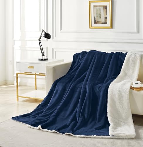 Navy Blue Teddy Sherpa Quilt Cover Set - 3PC