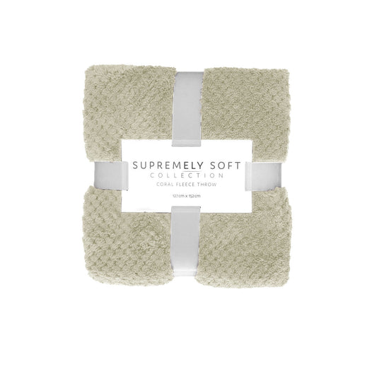 Soft Diamond Fleece Throw Rug - Natural