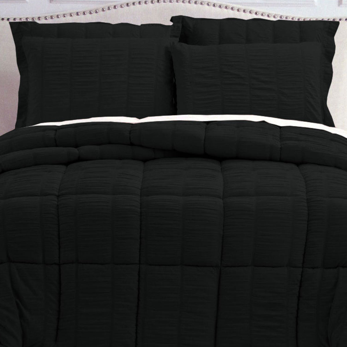 Black Hotel Living Seersucker Comforter Set - 3PC