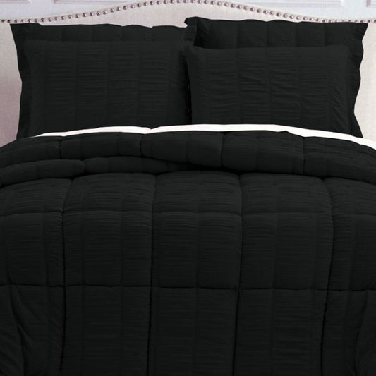 Black Hotel Living Seersucker Comforter Set - 3PC