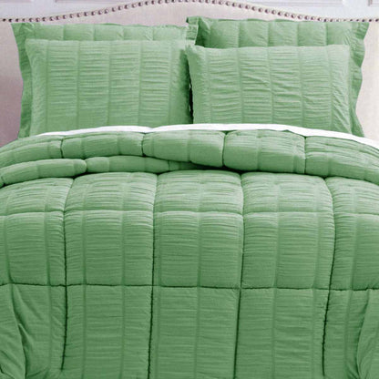 Green Seersucker Comforter Set - 3PC
