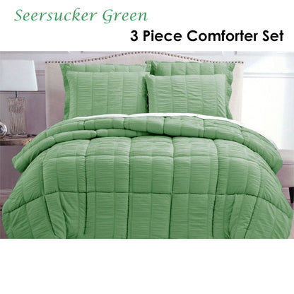 Green Seersucker Comforter Set - 3PC