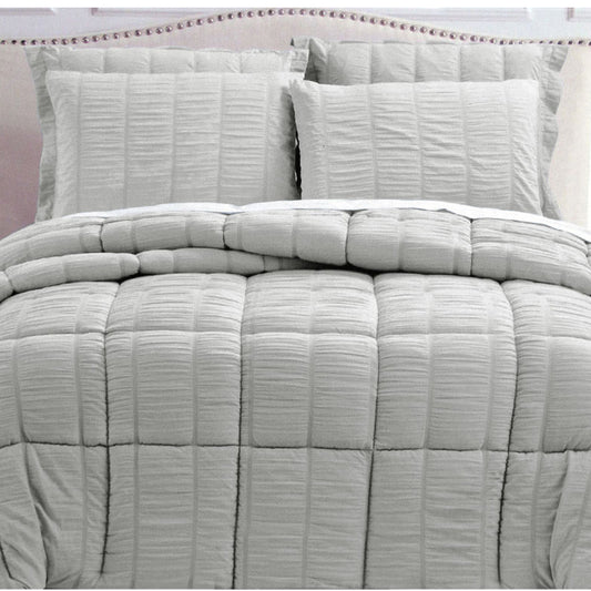 Grey Hotel Living Seersucker Comforter Set - 3PC