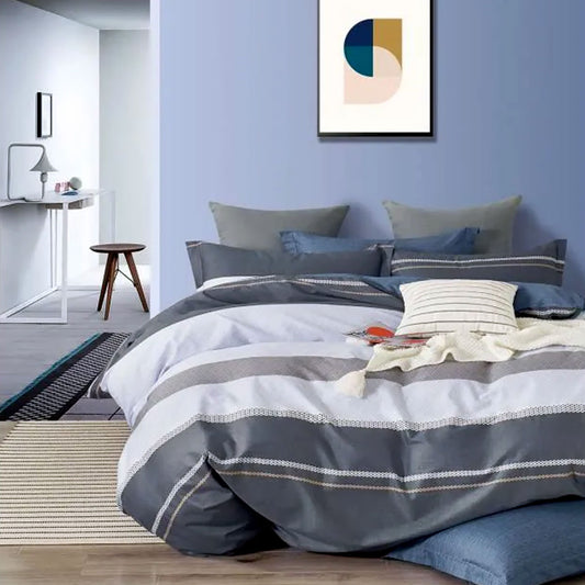 Pani Charcoal Reversible Quilt Cover Set - 3PC