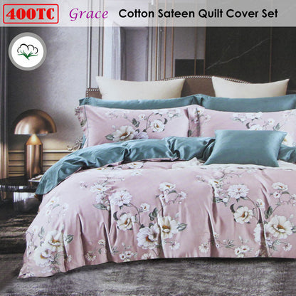 Grace Sateen Quilt Cover Set - 3PC