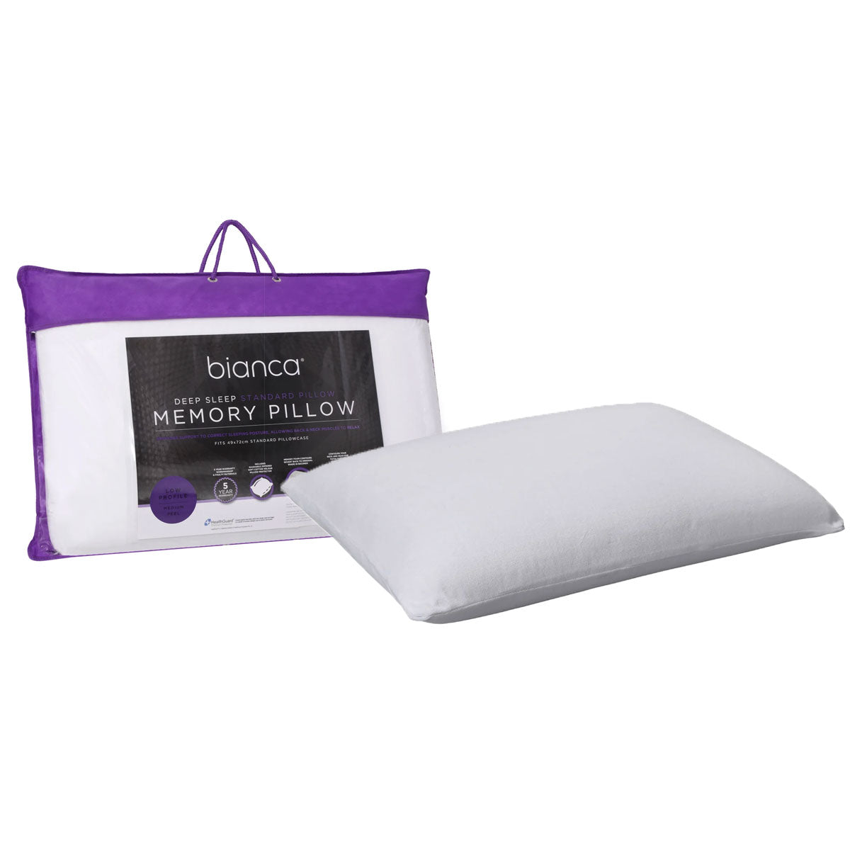 Memory Foam Low Profile Standard Pillow 65 x 40 cm
