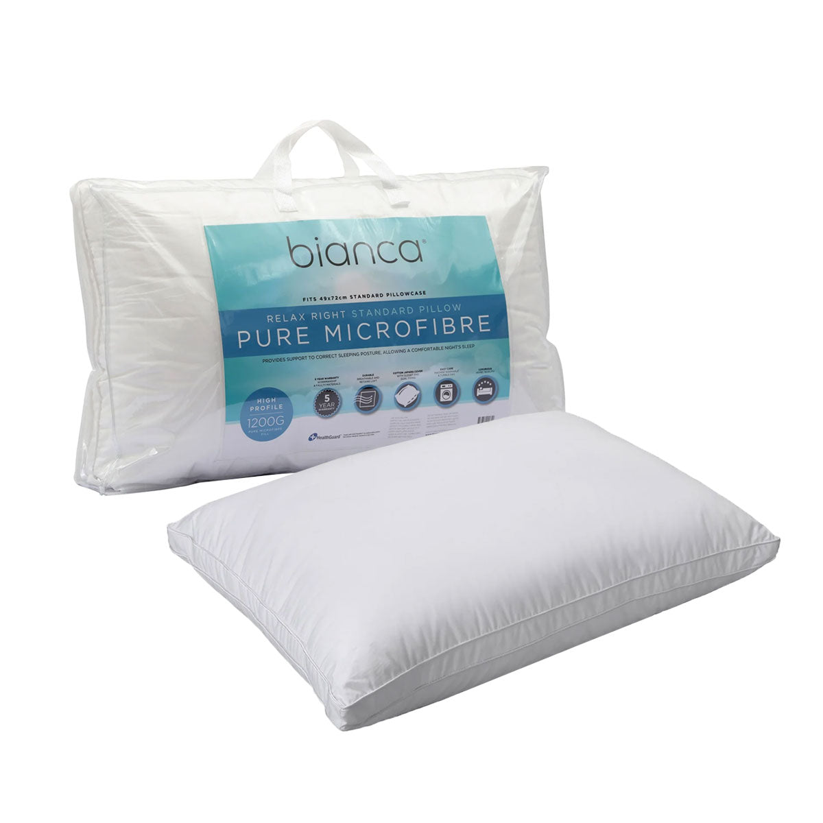 1200g Relax Right Pure Microfiber High Profile Standard Pillow