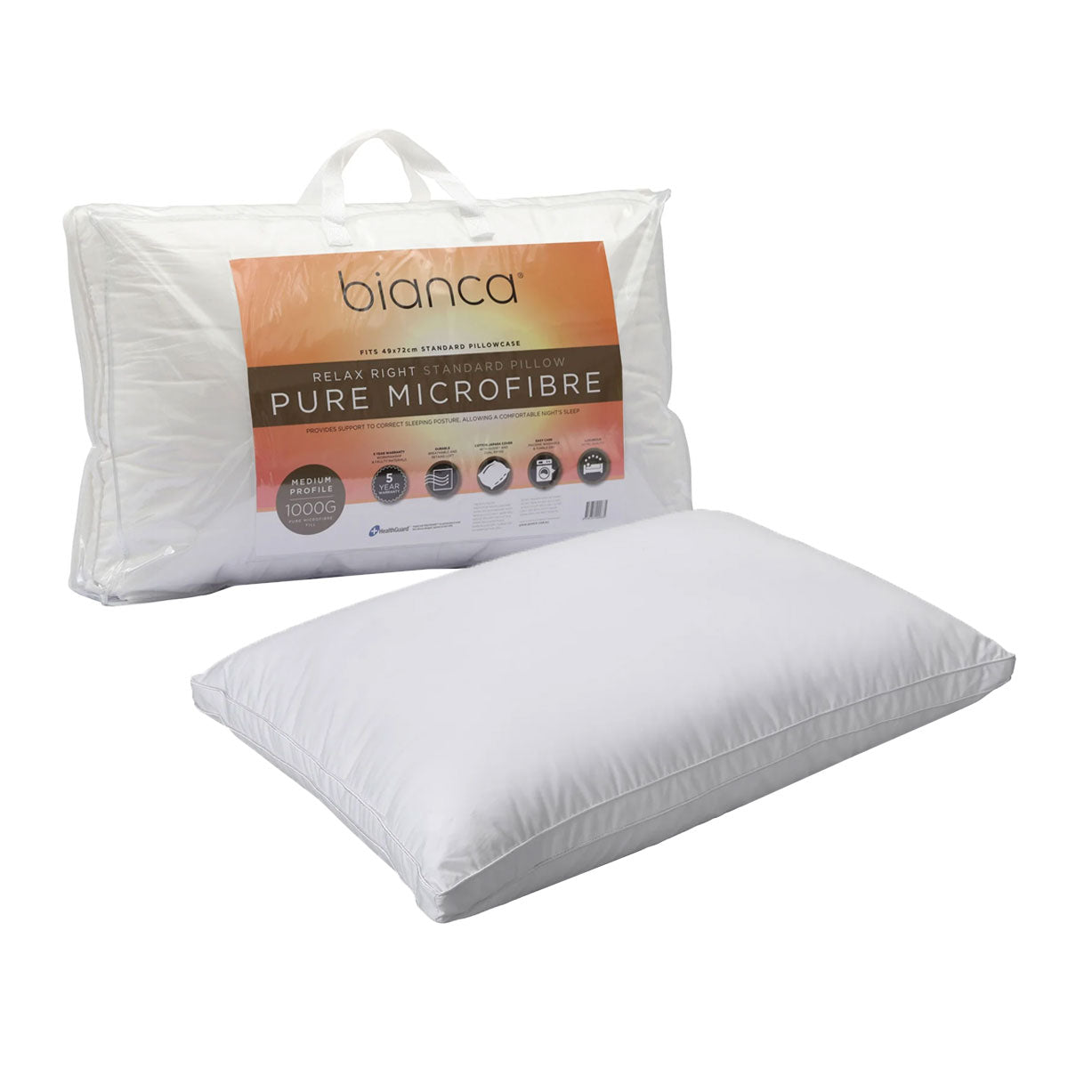 1000g Relax Right Pure Microfiber Medium Profile Standard Pillow