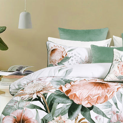 Sariya White Cotton Sateen Quilt Cover Set - 3PC