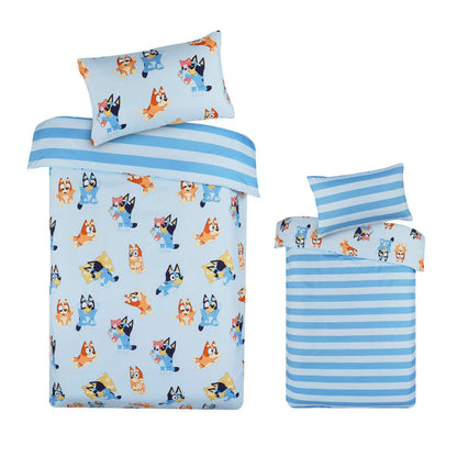 Bluey Bingo Reversible Striped Licensed Quilt Cover Set - 2PC