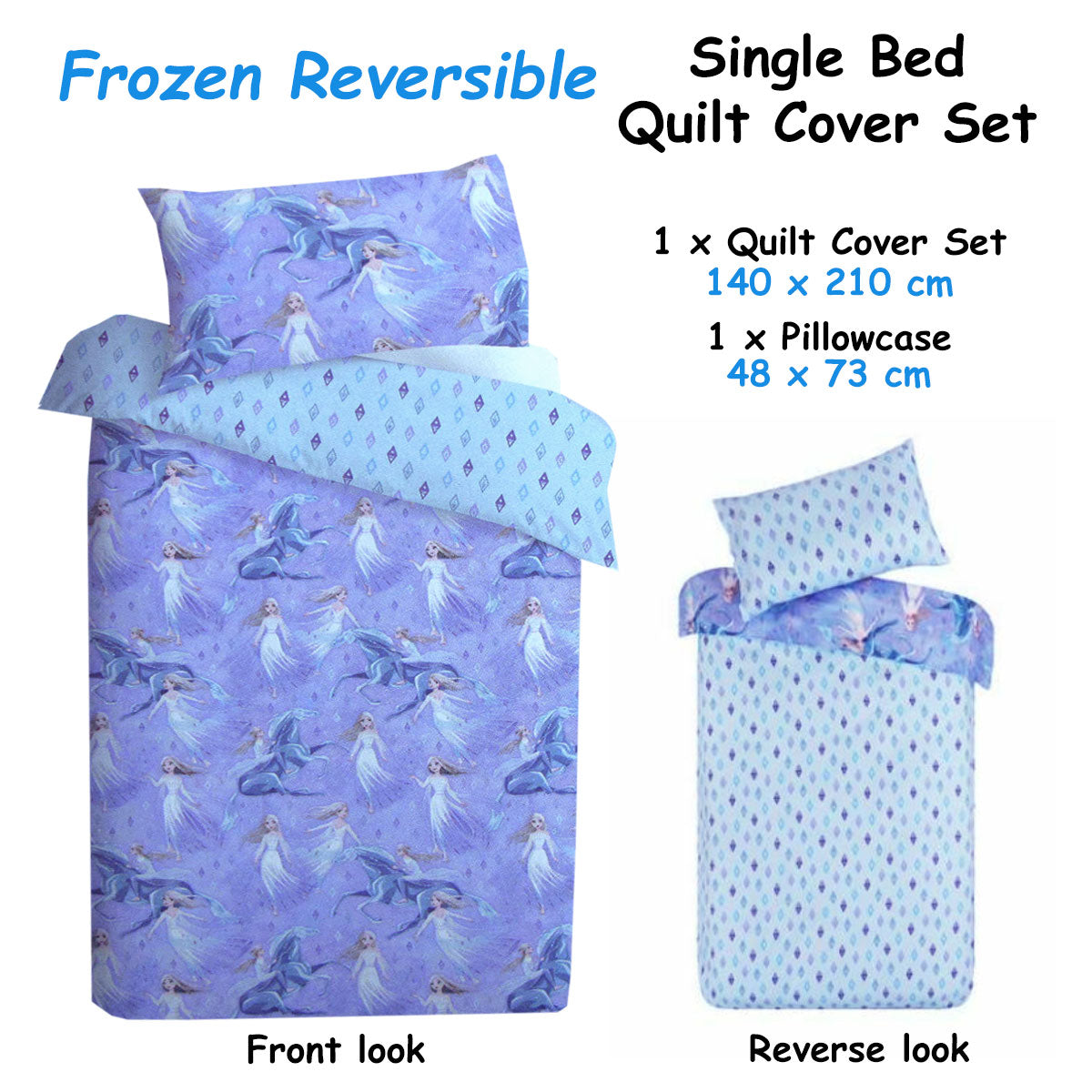 Caprice Disney Frozen Elsa Reversible Licensed Quilt Cover Set - 2PC