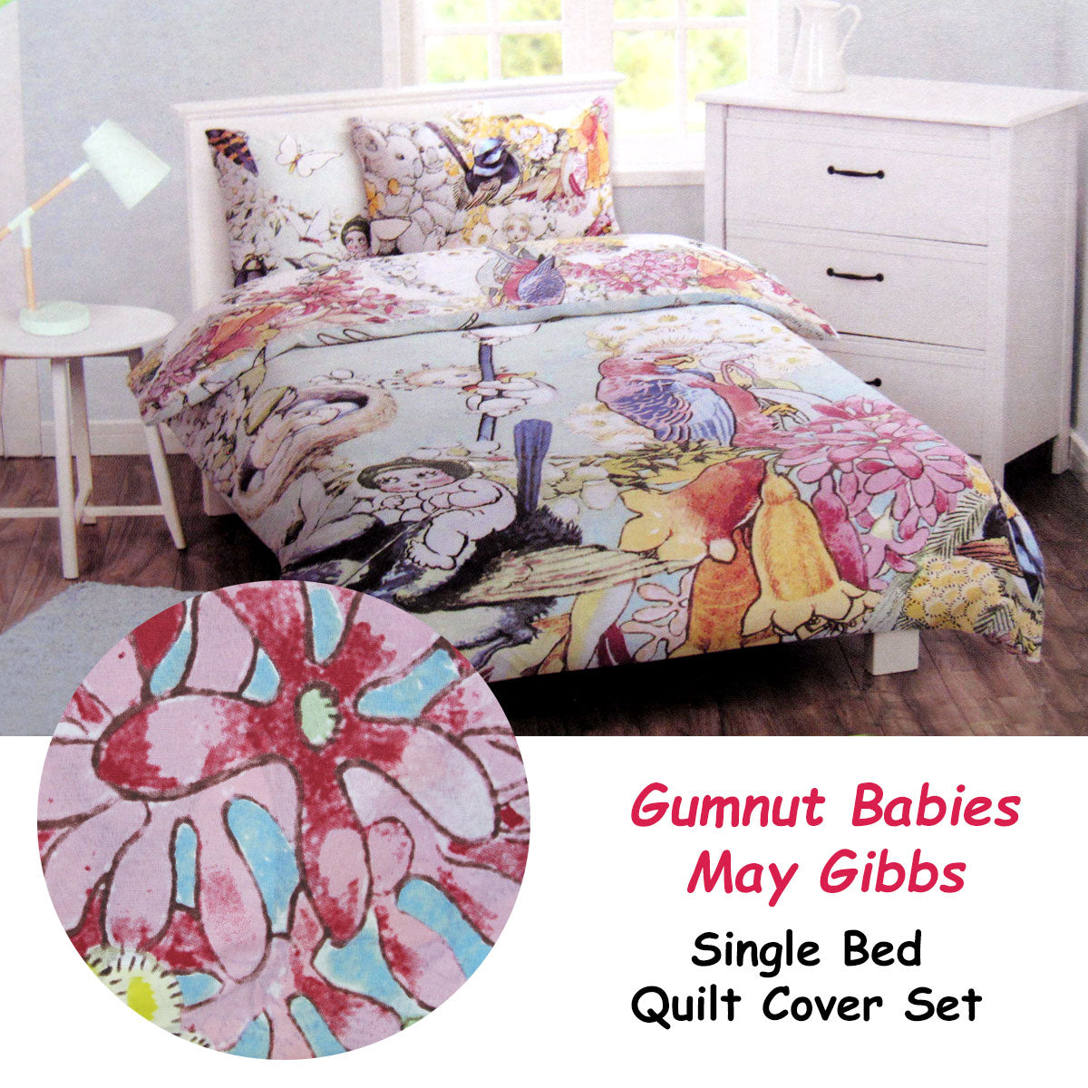 Caprice May Gibbs Gumnut Babies Licensed Quilt Cover Set - 2PC