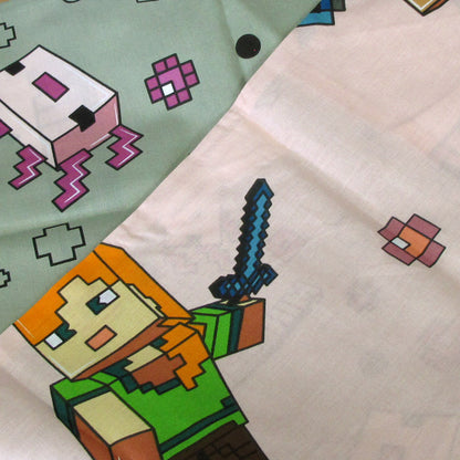 Minecraft Reversible Cotton Boys Girls Quilt Cover Set - 3PC
