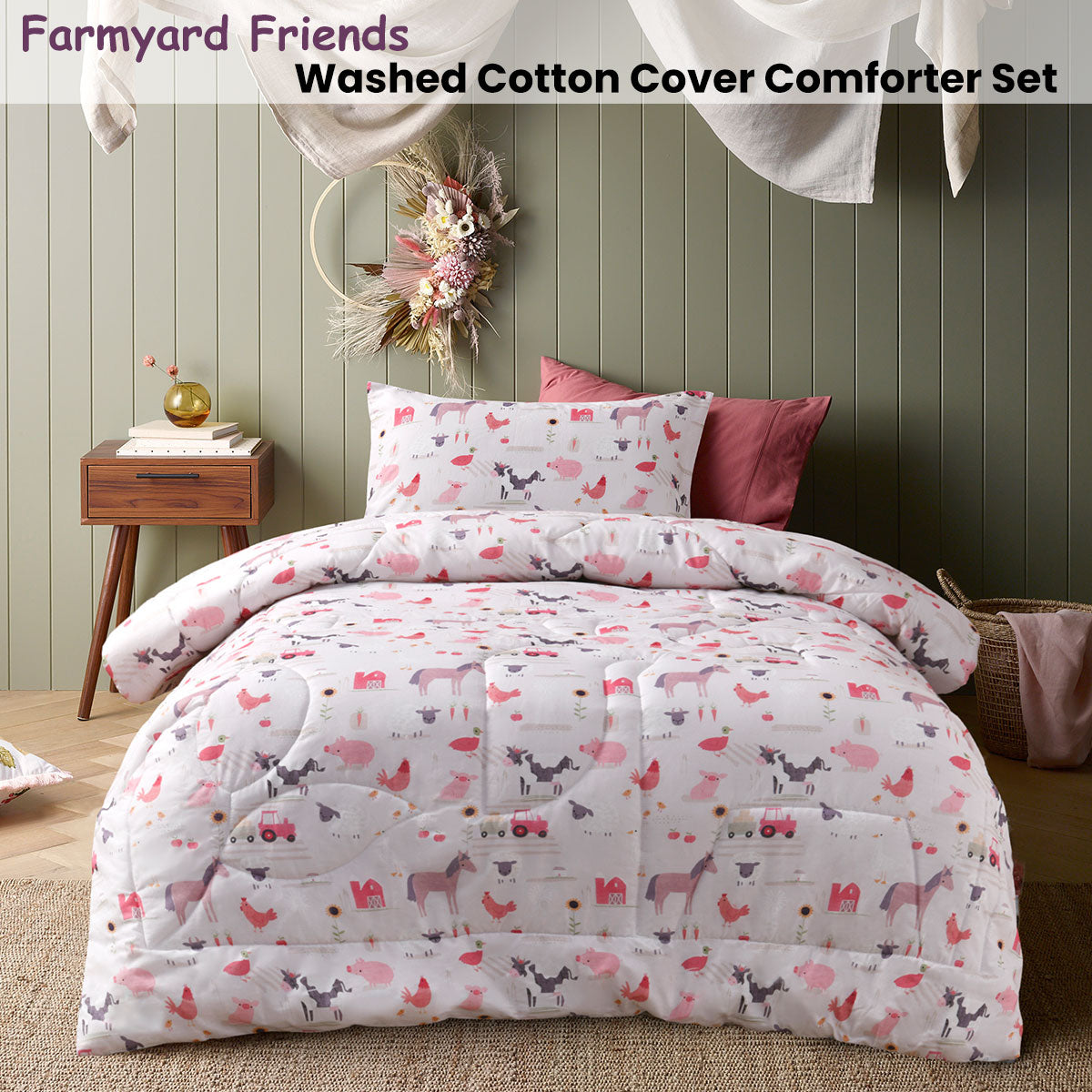 Farmyard Friends Cotton Comforter Set - 2PC