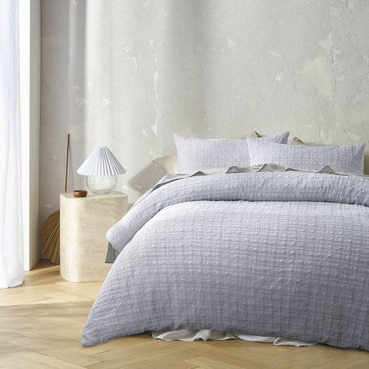Augusta Grey Ruched Quilt Cover Set - 3PC