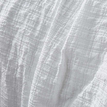 Augusta White Ruched Quilt Cover Set - 3PC