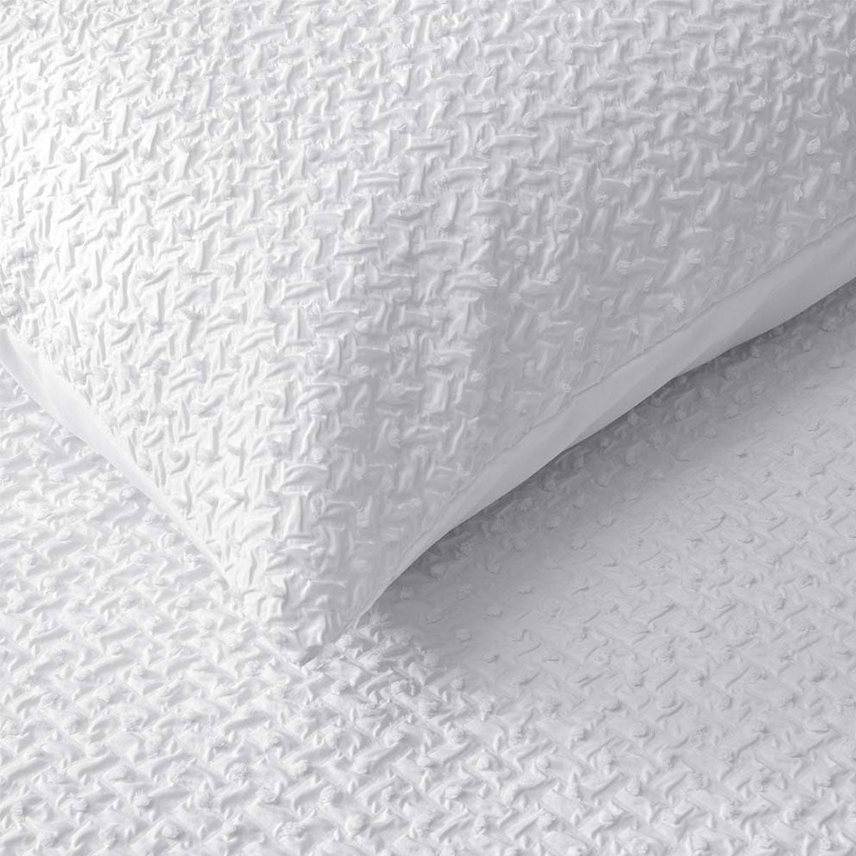Dotty Clip White Jacquard Quilt Cover Set - 3PC