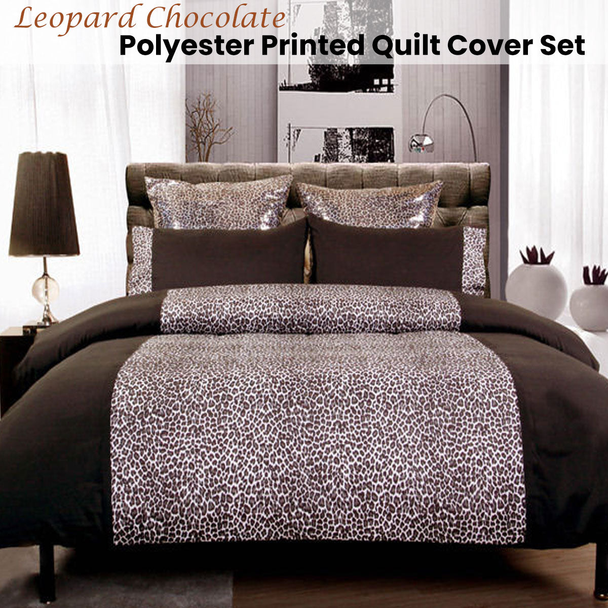 Chocolate Leopard Quilt Cover Set - 2PC