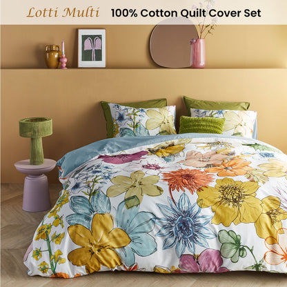 Lotti Multi Cotton Floral Quilt Cover Set - 3PC