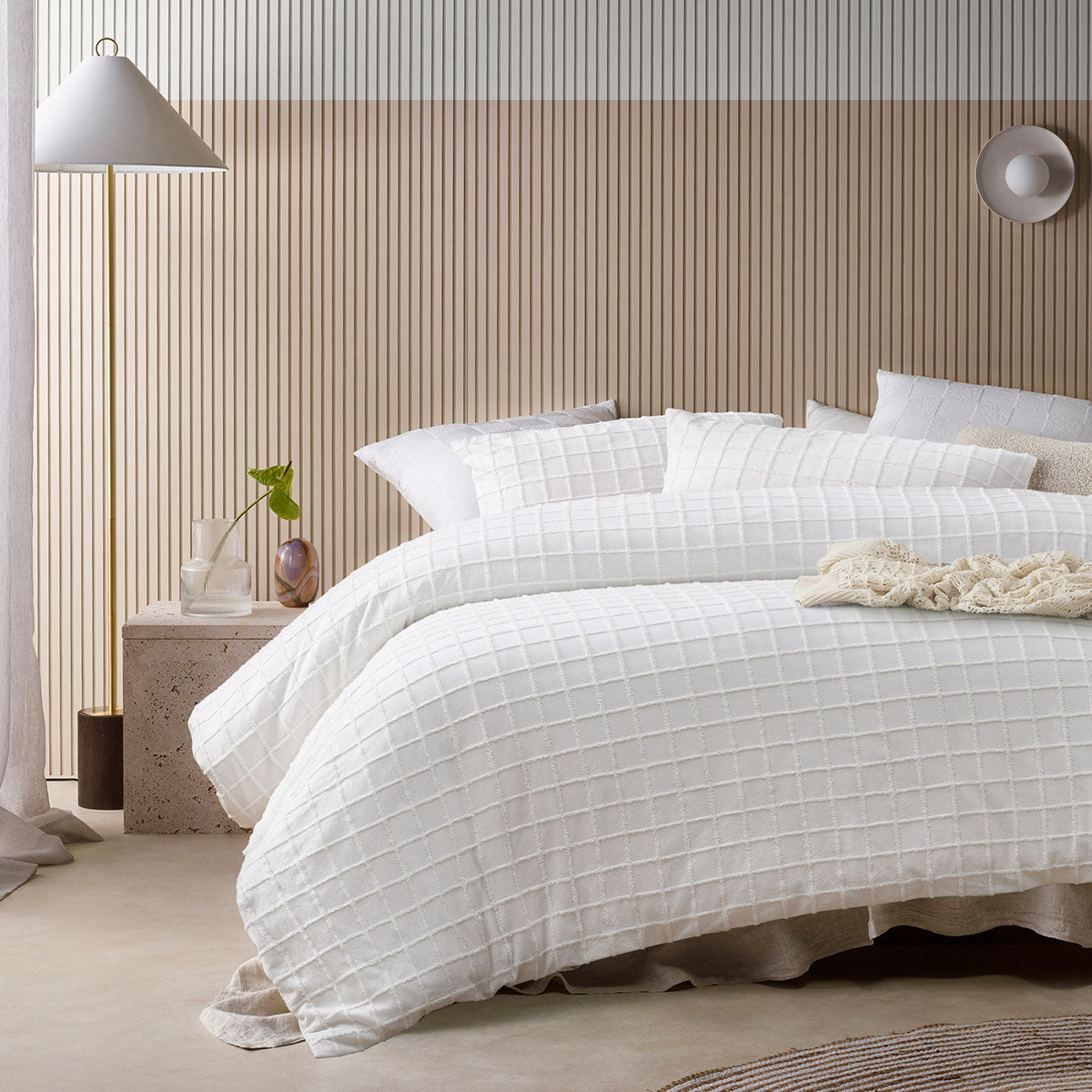 White Parquet Cotton Quilt Cover Set - 2PC