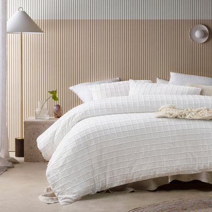 White Parquet Cotton Quilt Cover Set - 2PC