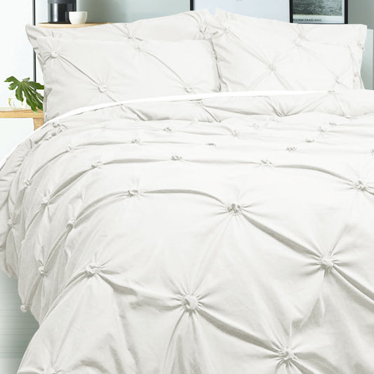 Bloomington Quilt Cover Set - 3PC White