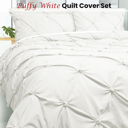 Bloomington Quilt Cover Set - 3PC White