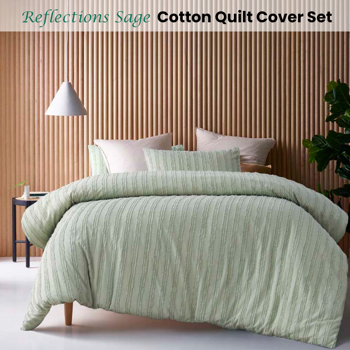Sage Reflections Cotton Quilt Cover Set - 3PC