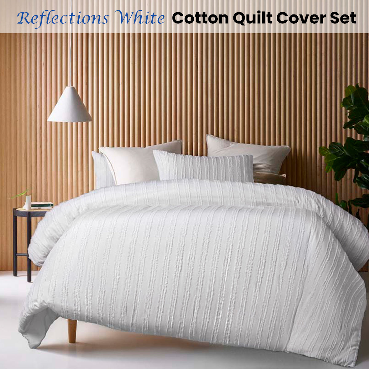White Reflections Cotton Quilt Cover Set - 2PC
