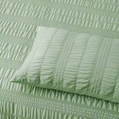 Sage Seersucker Quilt Cover Set - 3PC