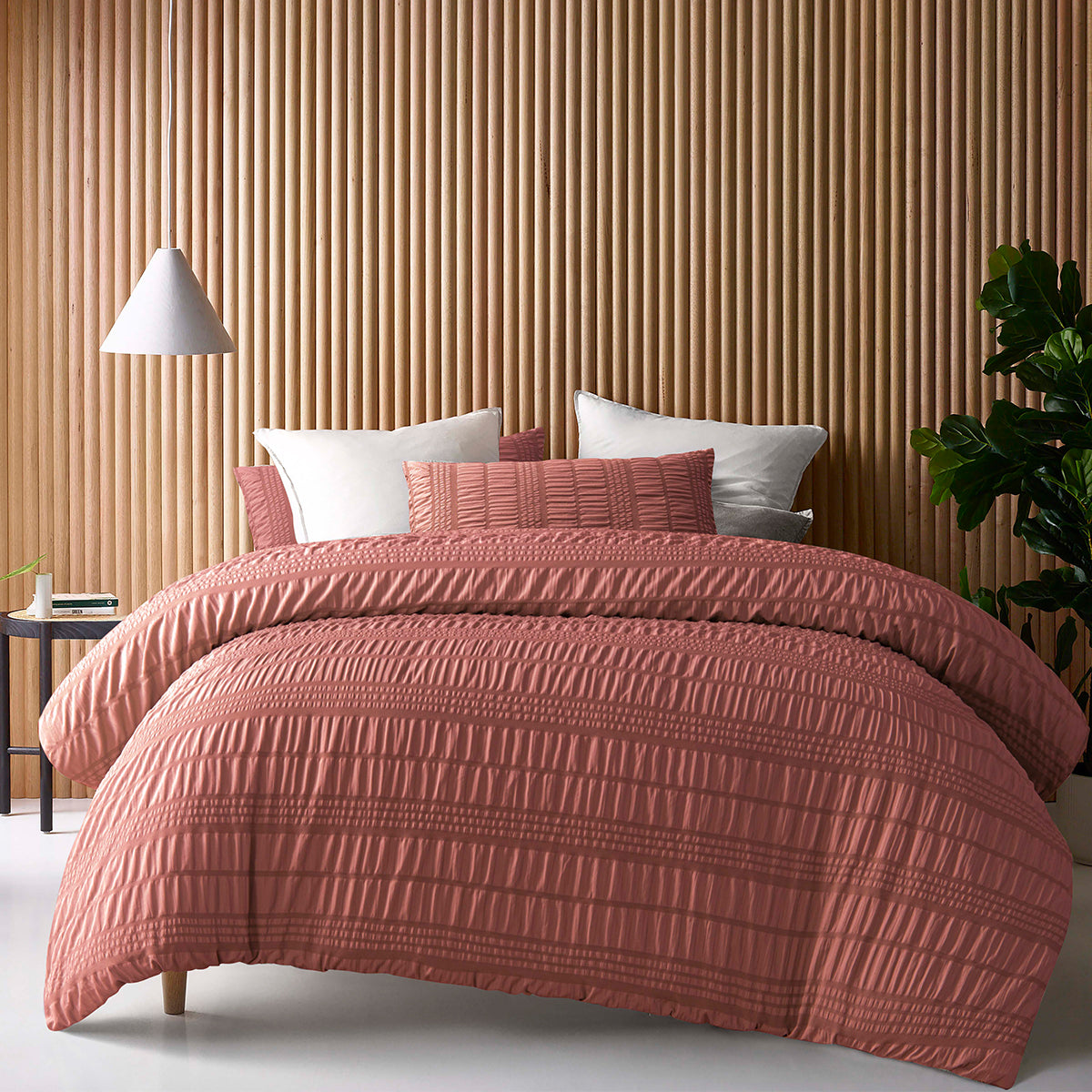 Tobacco Seersucker Quilt Cover Set - 3PC