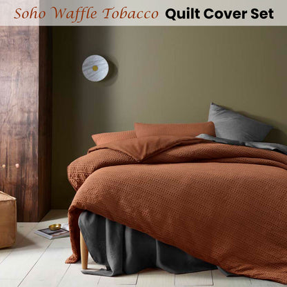 Tobacco Soho Waffle Quilt Cover Set- 3PC