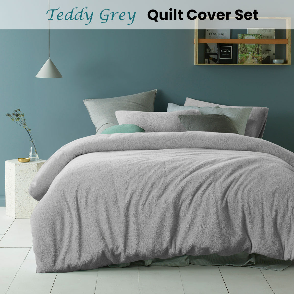 Teddy Grey Quilt Cover Set - 3PC
